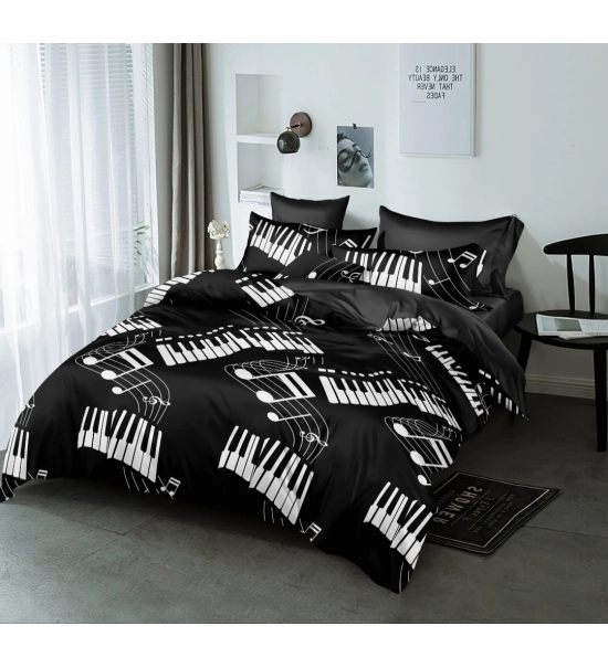 Bedding set 140x200cm, 3 parts, ​črna z piano